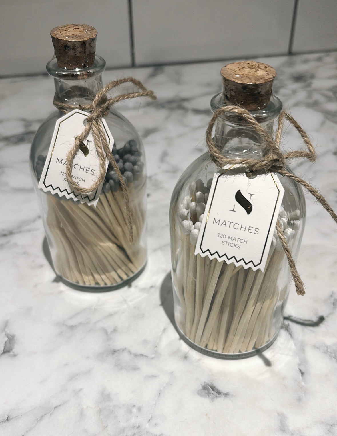 Glass match stick refillable jar